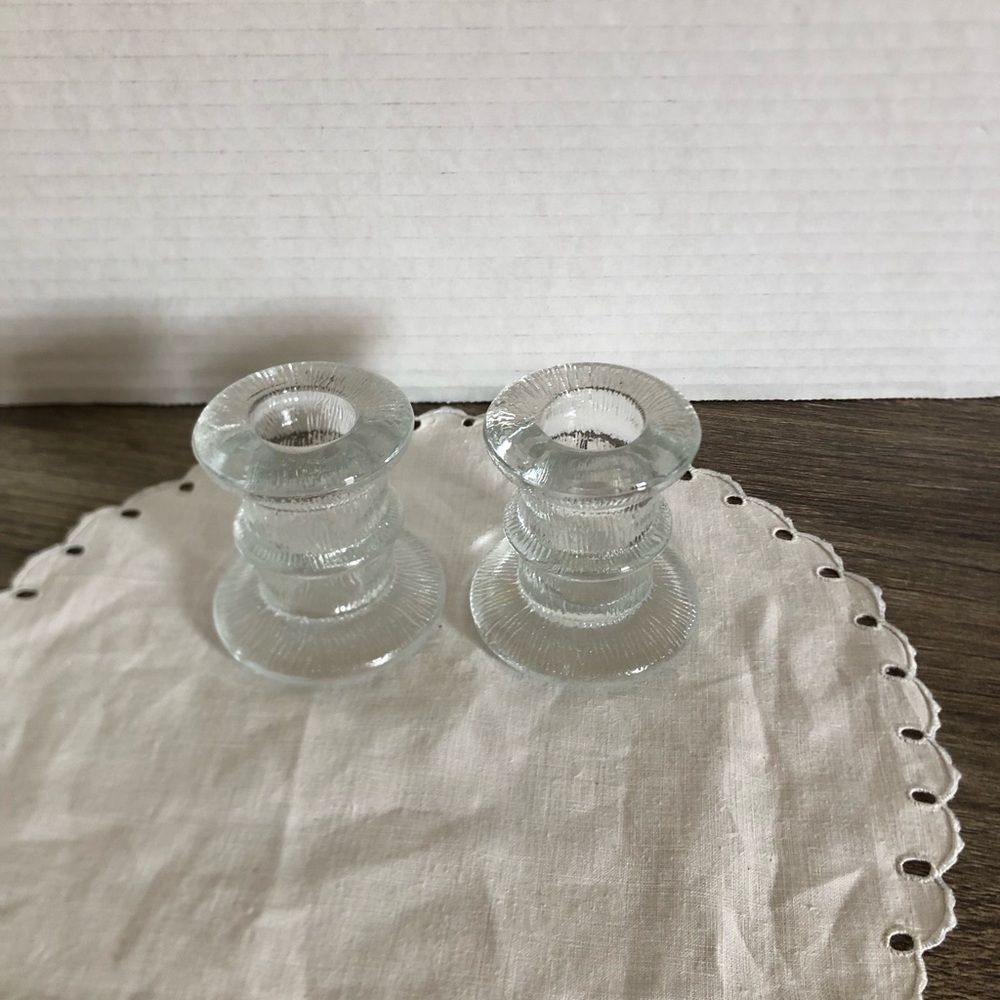 Vtg Bark Textured Pillar Shape Candlestick Holders